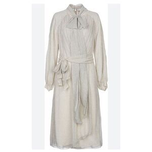 Burberry London England Dresse Silk Polka Dot bow neck sz 38 US 4